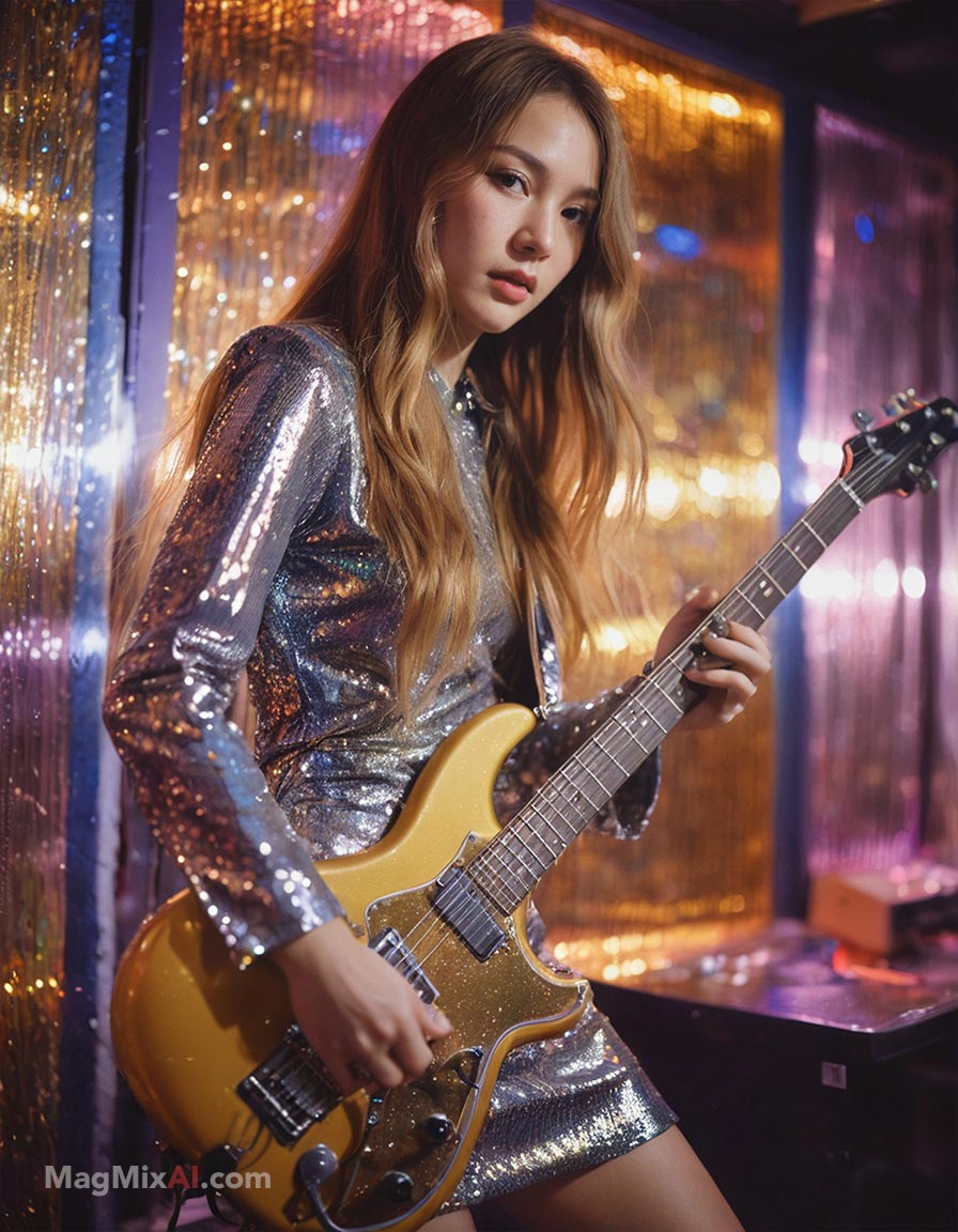 Playing electric guitar