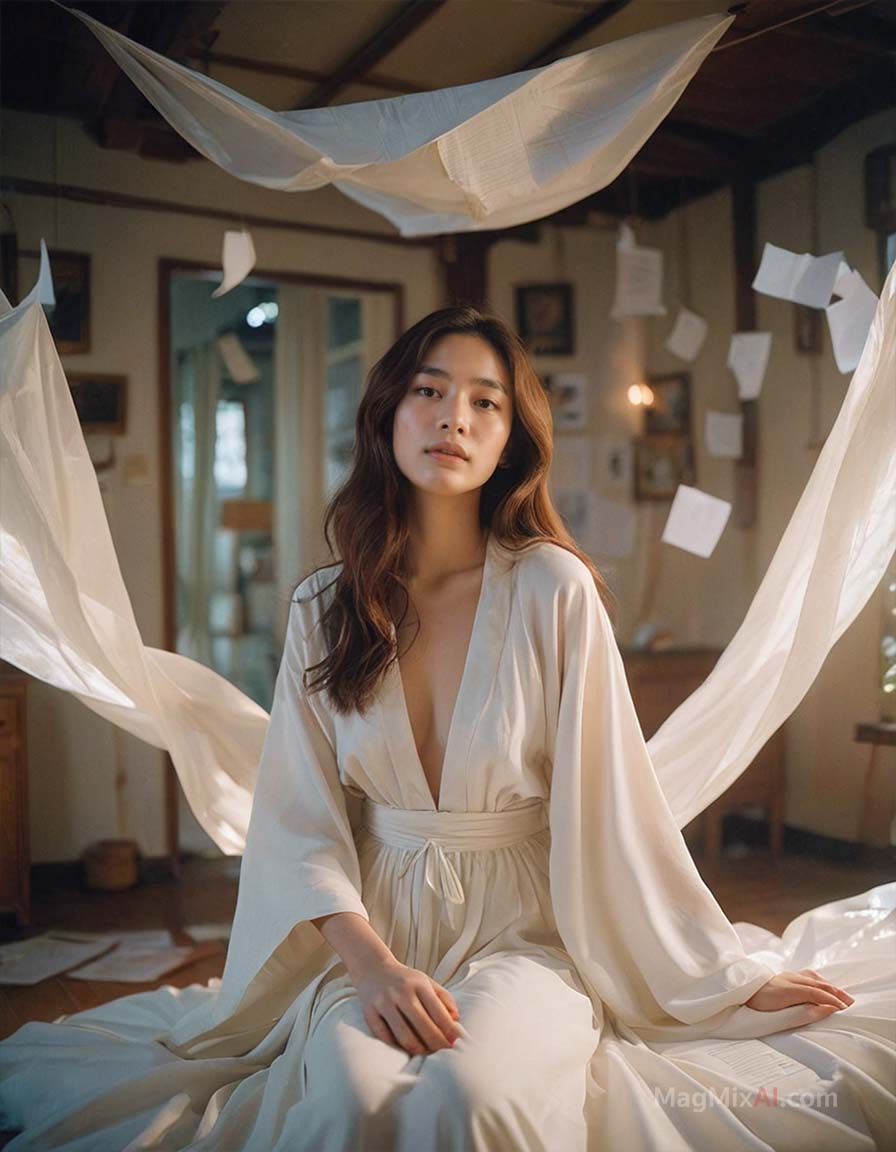 Flying sheets of paper