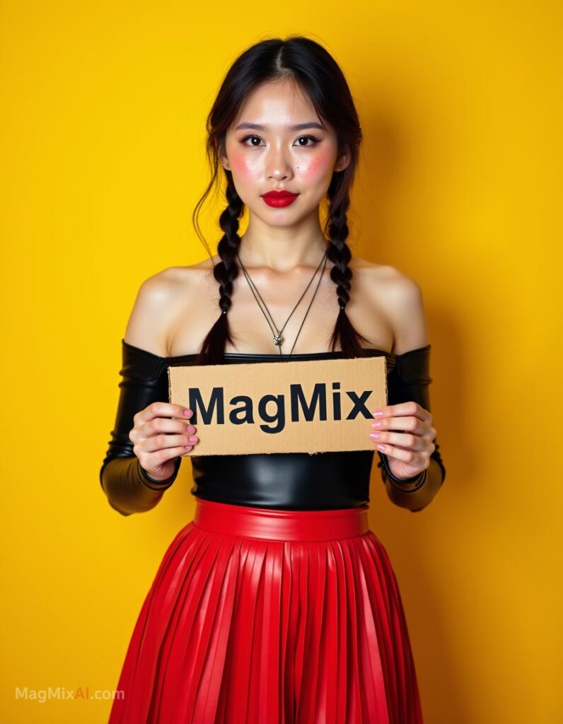 Thai young woman standing against a solid yellow background